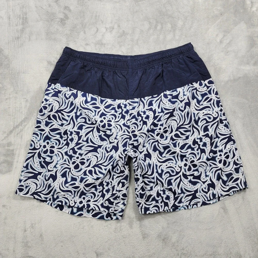 Cherokee Swim Trunks Mens 2XL Blue Floral Hawaiian Lined Pockets Beach Summer